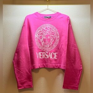 Versace Hot Pink Cropped Logo Sweatshirt